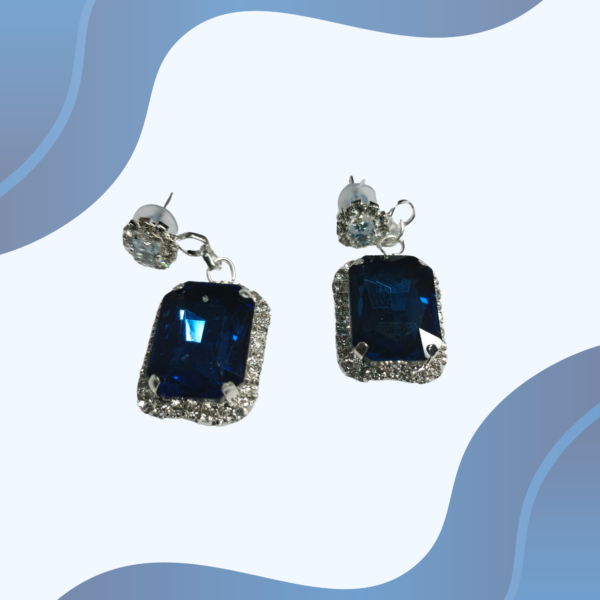 Royal Blue Stone Necklace Set with Matching Earrings Rhodium Plated Alloy Necklace Set - Image 2